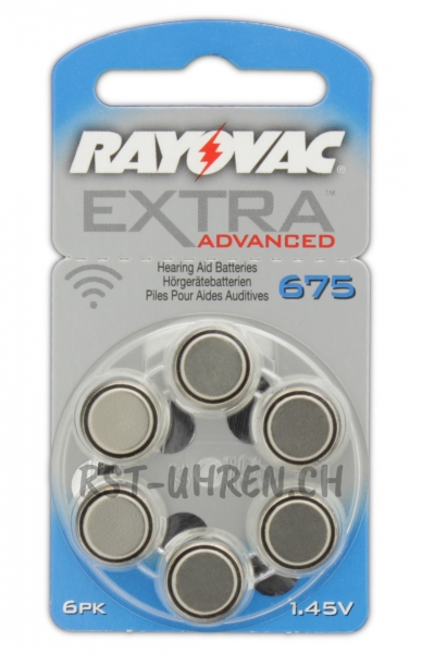 Eine Packung mit Rayovac Extra 675 Hörgerätebatterien